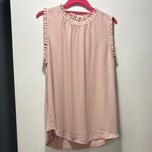 LOFT Blush Ruffle Trim Blouse